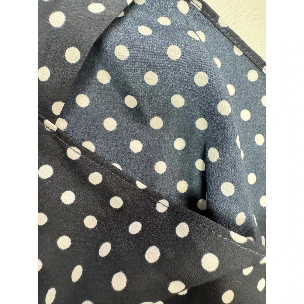 Michael Kors Polka Dot Cold Shoulder Blouse Navy White JS64KJW9H6 Large